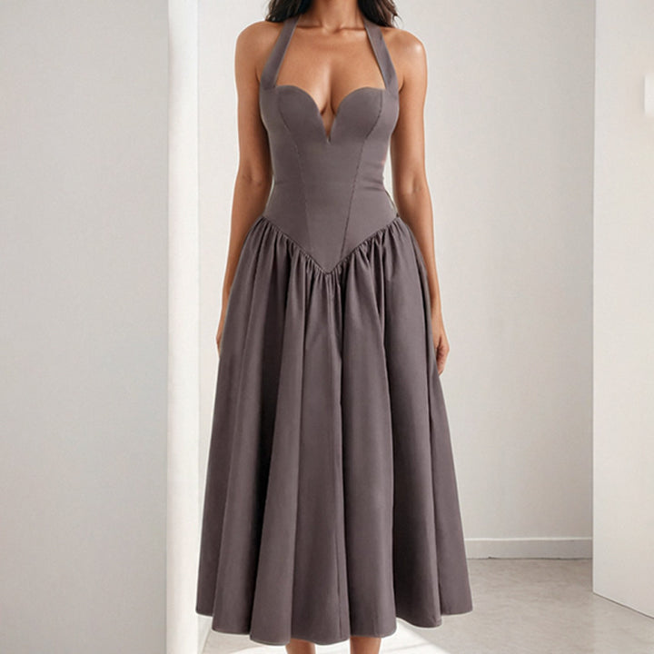 Robe de soirée pour femmes de haute qualité avec décolleté en cœur profond et jupe volumineuse Chic & Stil