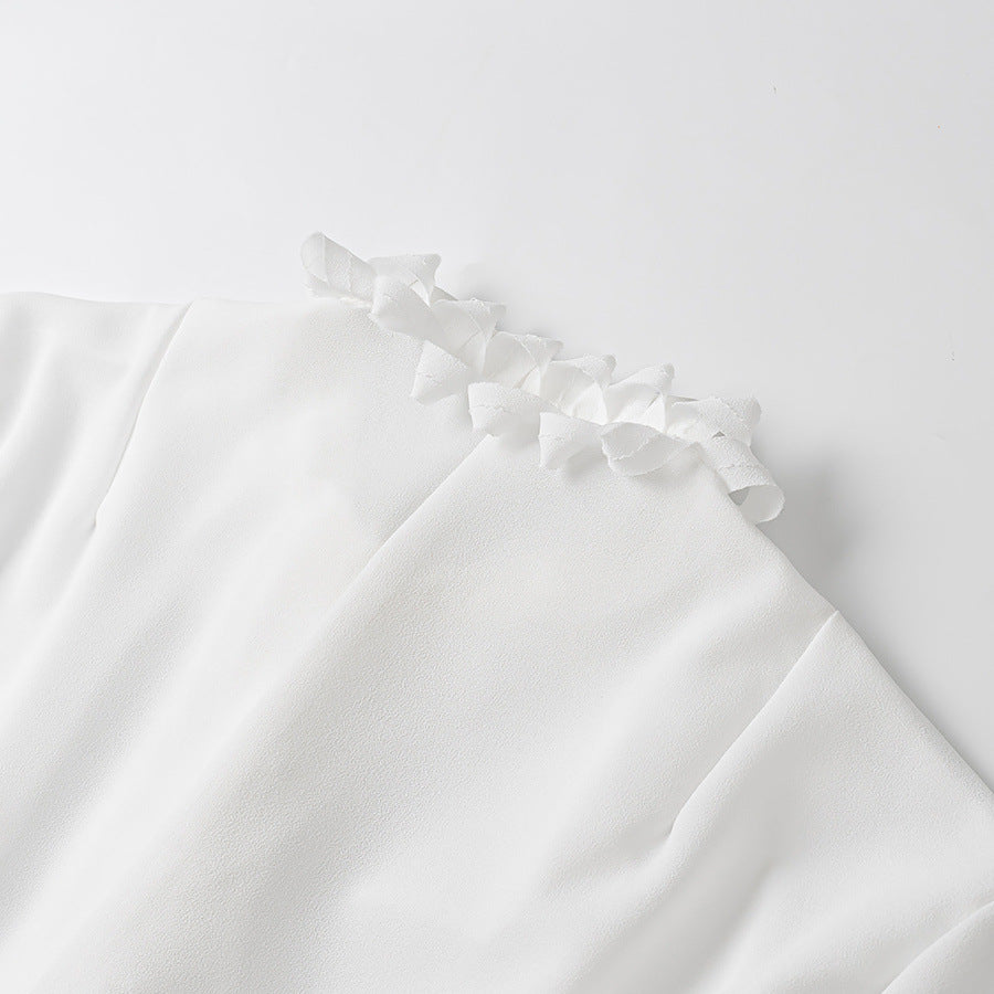 Ladies elegant blouse with ruffle details Lune London