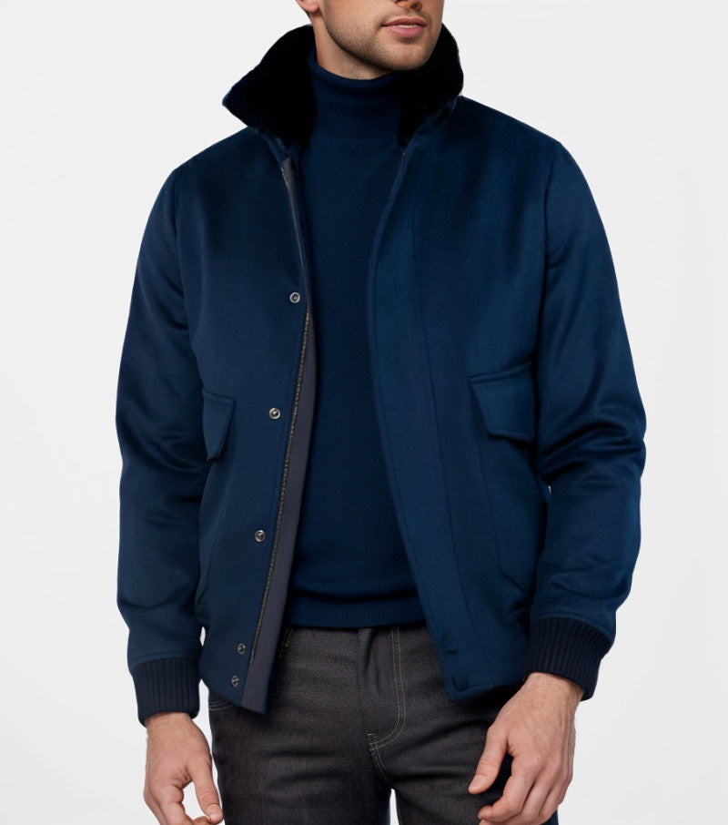 Elegant short jacket for men with faux fur collar and practical pockets Lune London