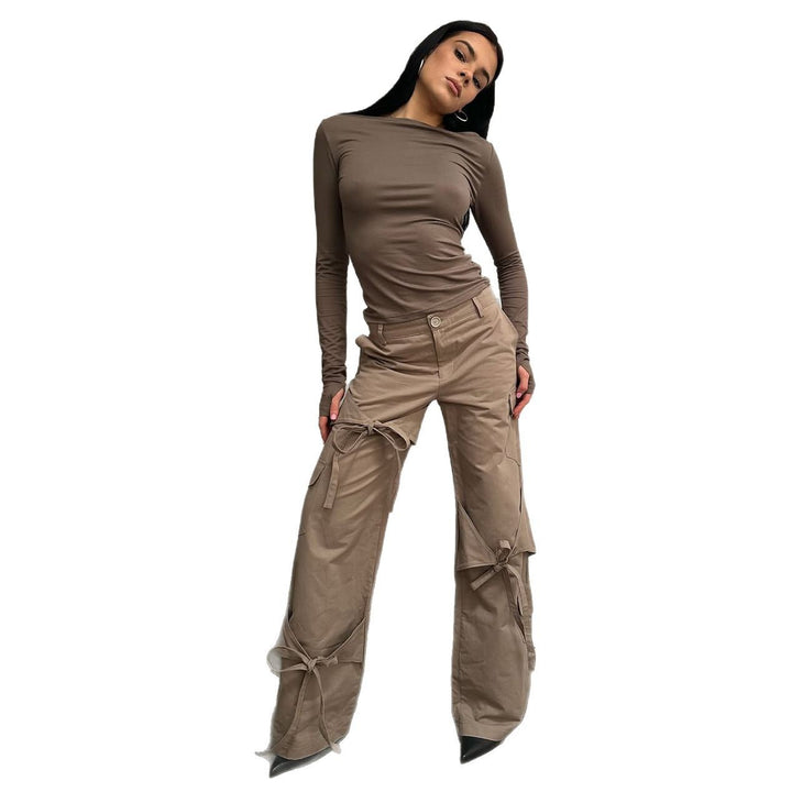 Long sleeve t-shirt for women with a relaxed fit and tie details Lune London