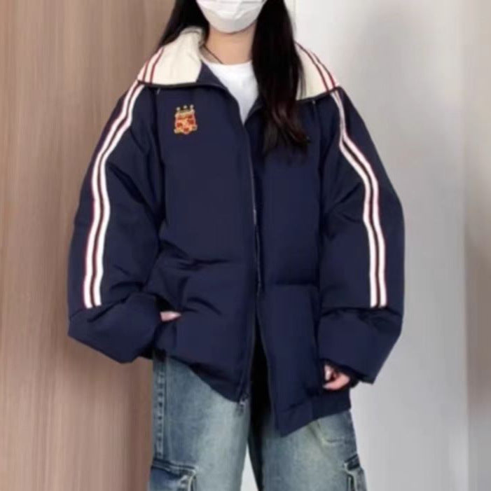 Lady sporty quilted jacket with contrasting bands and a high collar Lune London