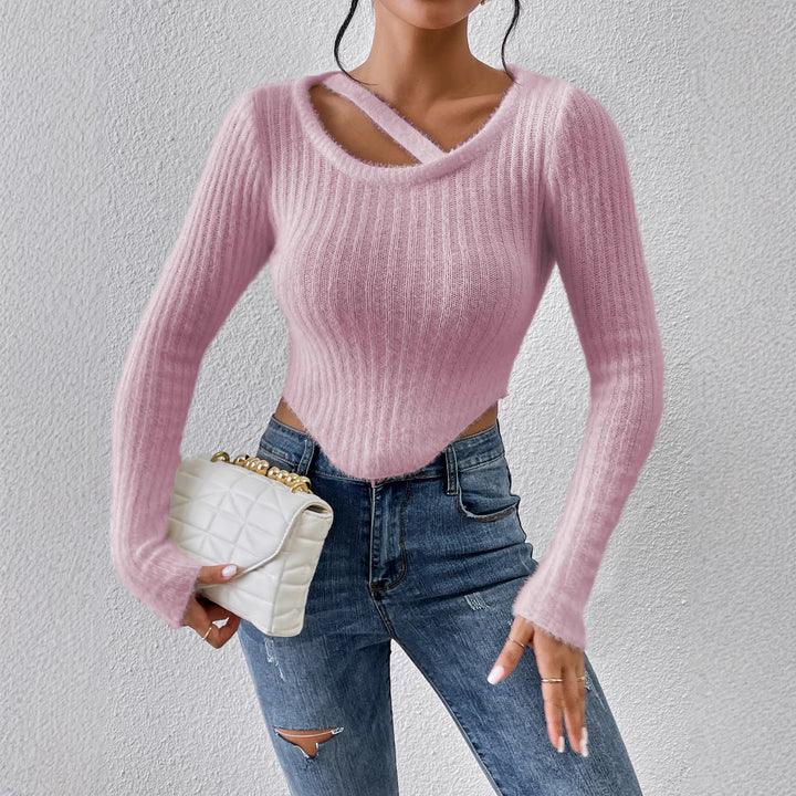 T-shirt en tricot pour femme avec épaule découverte et ourlet élastique Chic & Stil