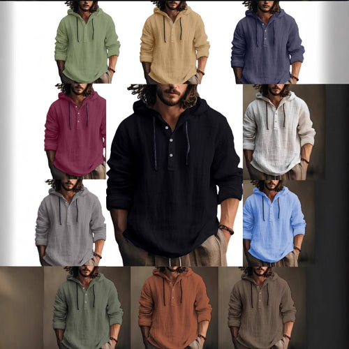 Men's casual linen hoodie from Amarae