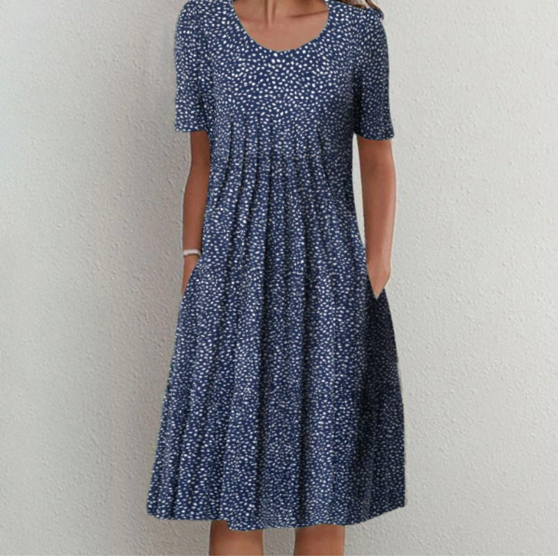 Lune London Pleated Design Floral Midi Dress for Women