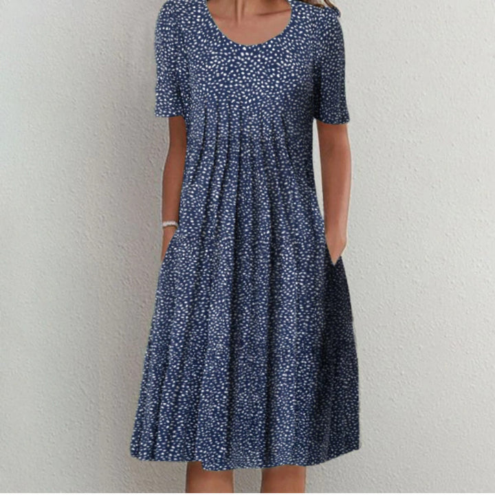 Lune London Pleated Design Floral Midi Dress for Women