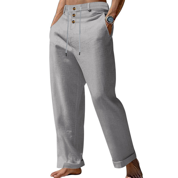 Casual summer pants for men with elastic waistband and practical button design Lune London
