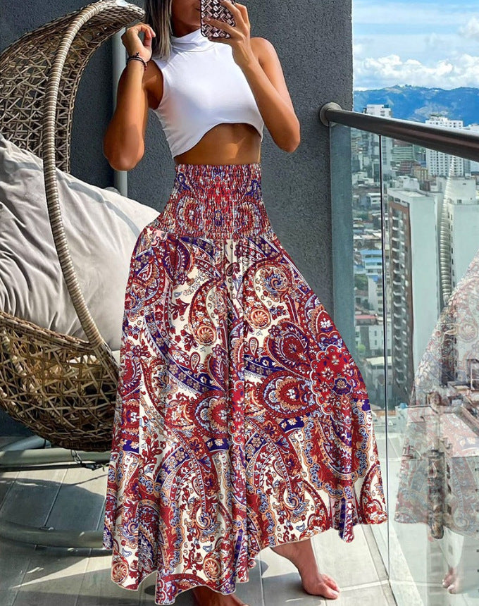Women Bright Printed Maxi Skirt Lune London