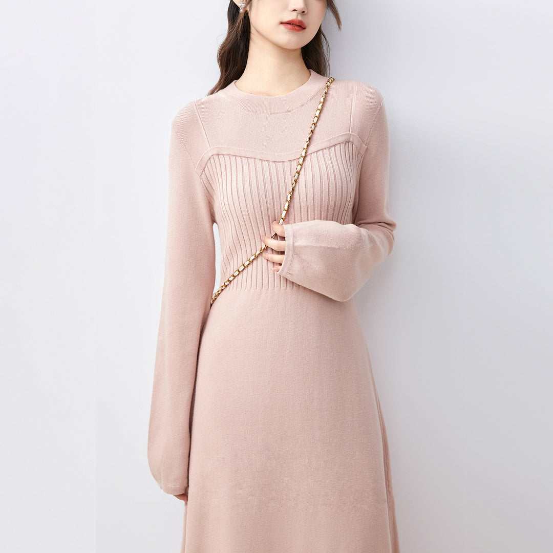 Elegant knitted dress for women with ribbed structure Lune London