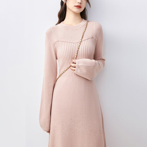Elegant knitted dress for women with ribbed structure Amarae