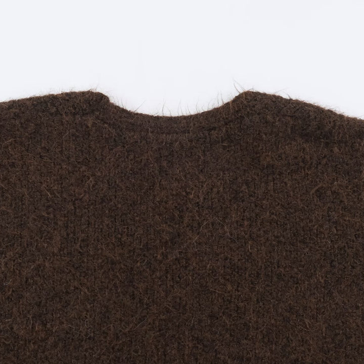 Women's Oversized Knit Coat with V-Neck, Cozy Boucle Look and Patch Pockets Amarae
