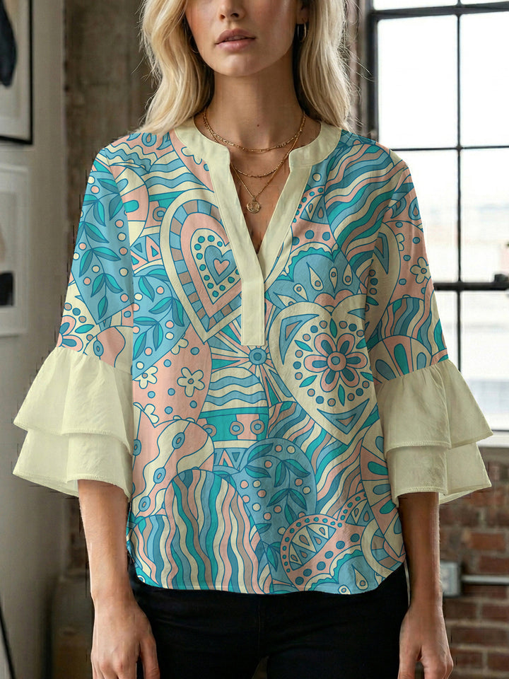 Women's flower creation with voluminous ruffled sleeves Lune London