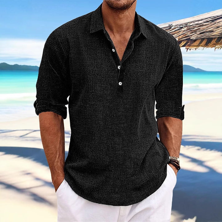 Light linen shirt for men with three-quarter sleeves Lune London