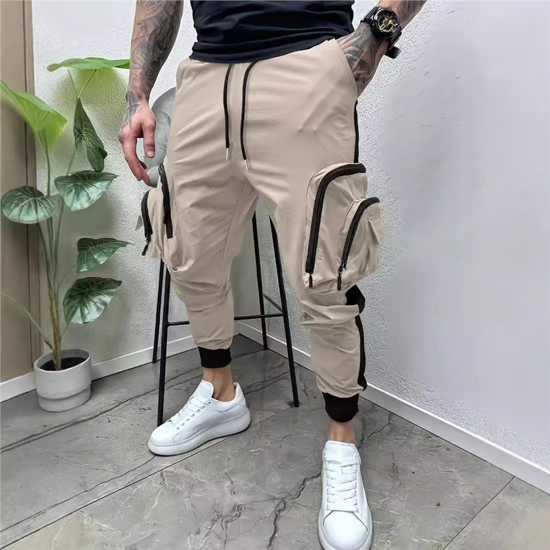 Men's cargo joggers with multifunctional zipped pockets and elastic waistband Lune London
