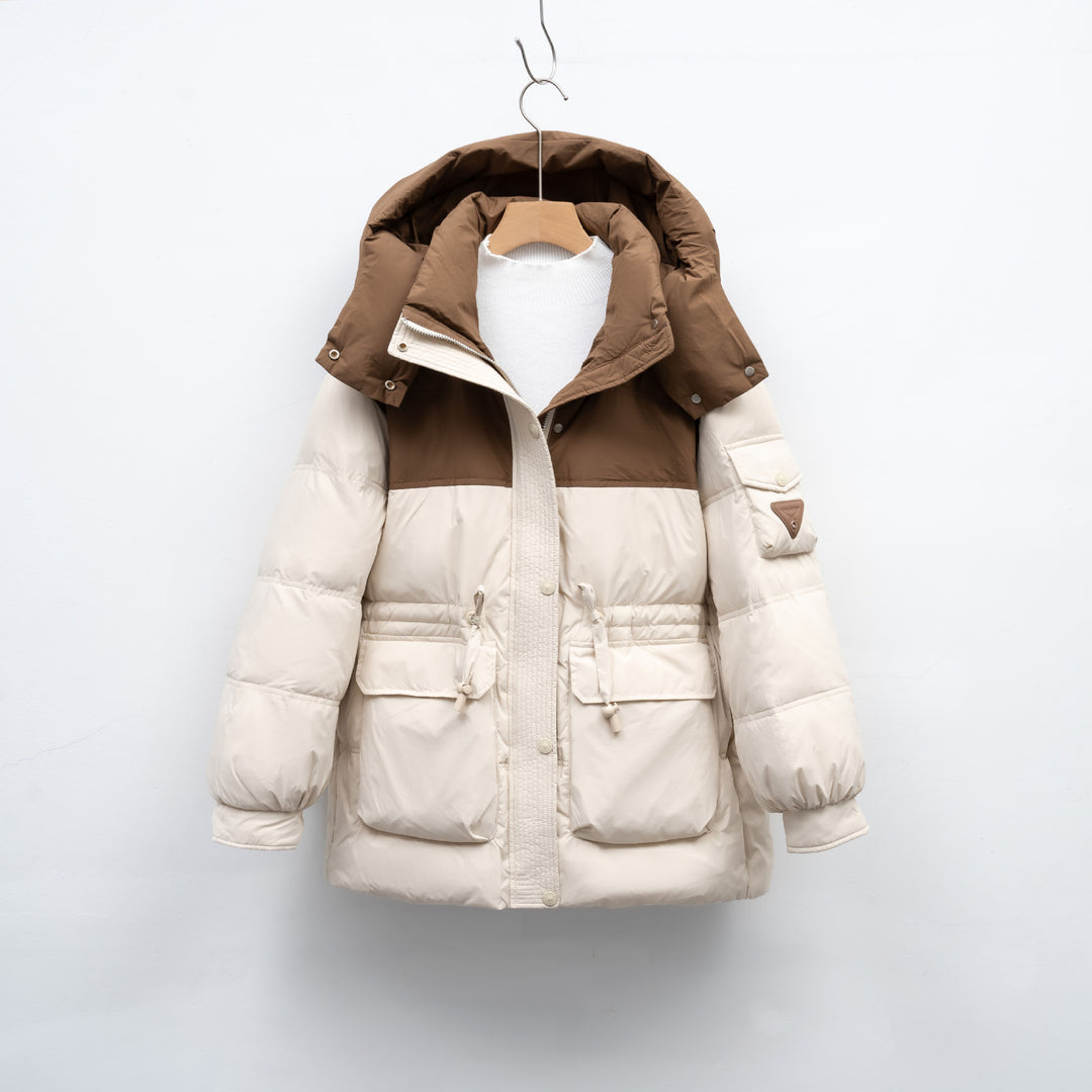 Fashion women's winter jacket with functional pockets and large hood Lune London