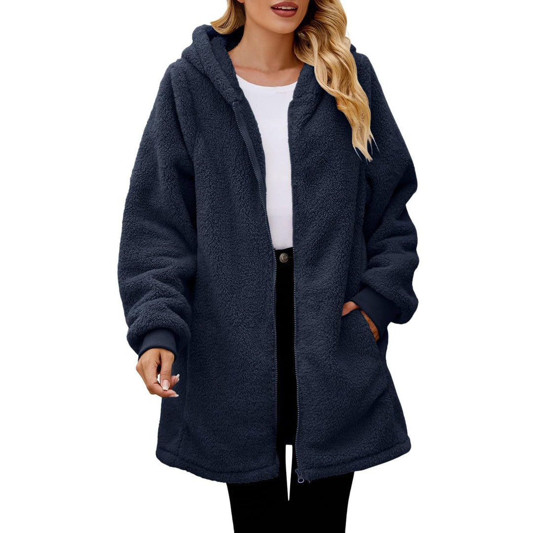 Ladies fleece jacket with hood and side pockets Lune London