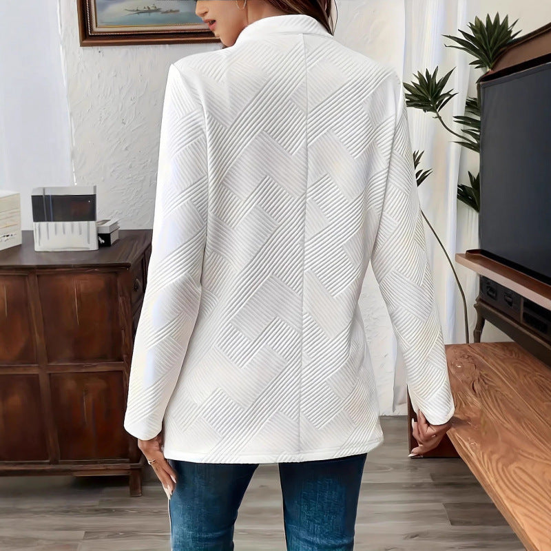 Women Tailored Long Blazer with Textured Quilted Look Amarae
