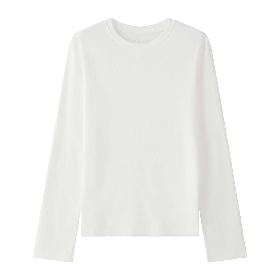 Women long sleeve shirt made of lightweight jersey with round neck Amarae
