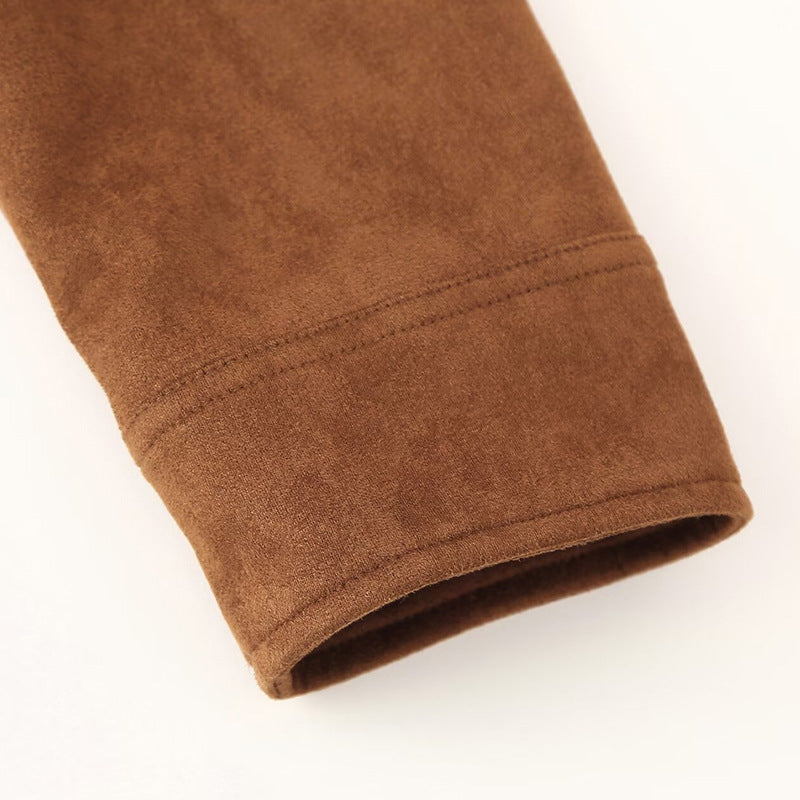 Trendy short vintage cut women's jacket made of high-quality suede material Lune London