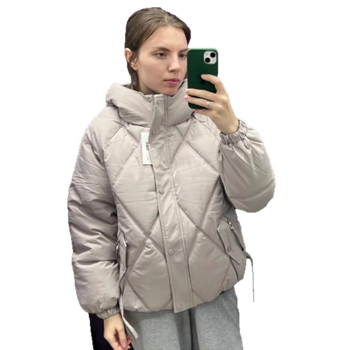 Women's Quilted Diamond-Quilted Puffer Jacket with Hood and Concealed Zipper Amarae