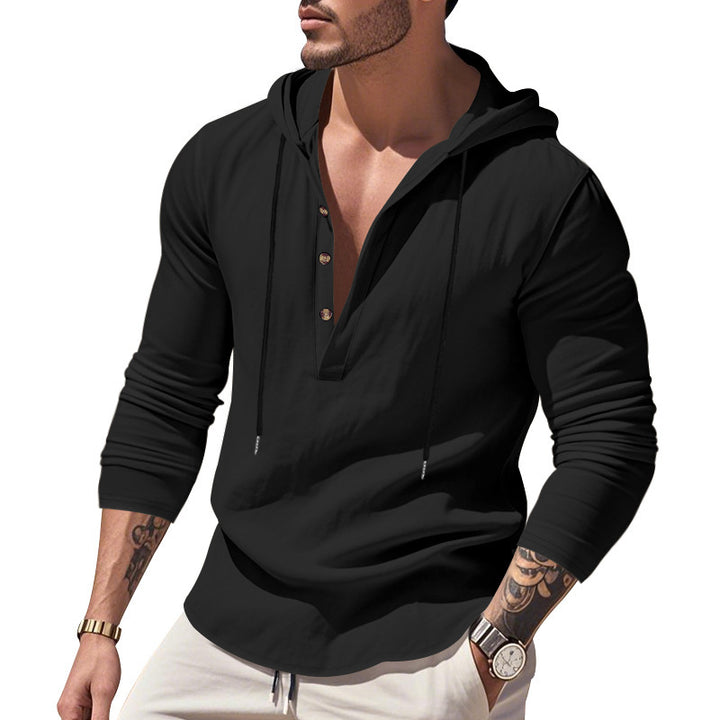 Men's casual hoodie shirt with modern button placket design Amarae
