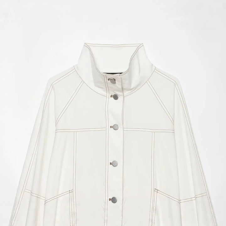 Women's Cropped Parka Jacket with high funnel collar, flap pockets and tie belt Amarae