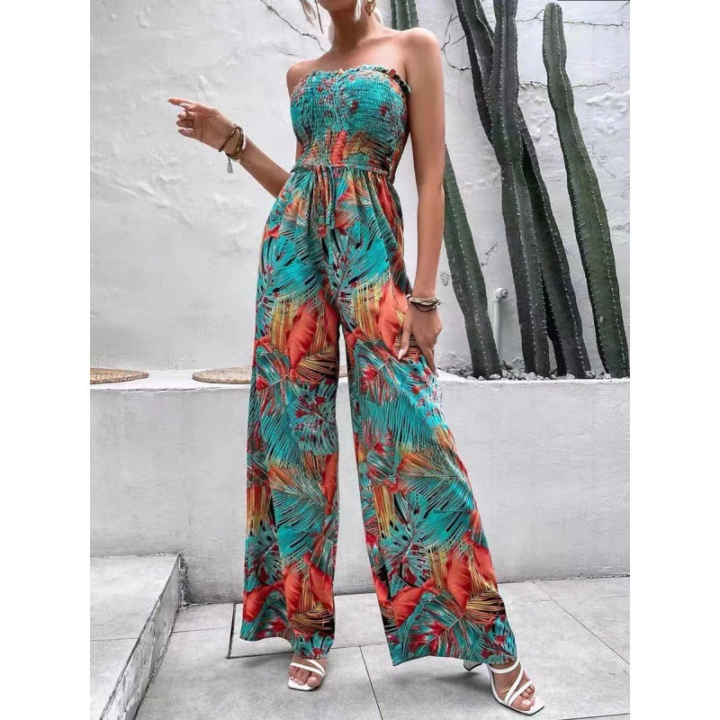Lady Strapless Floral Wide Leg Jumpsuit Lune London