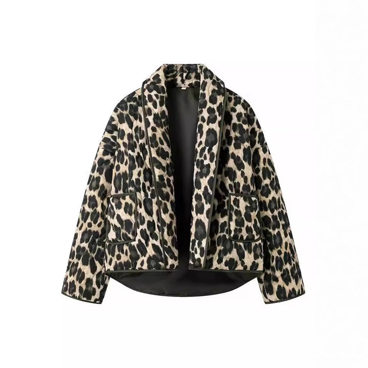 Quilted jacket for women with elegant leopard print Lune London