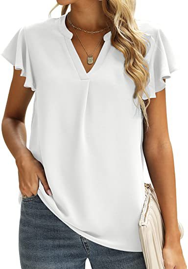 Ladies' blouse with gathered details and V-neck Lune London