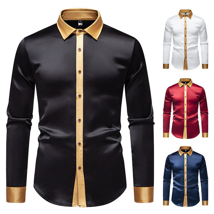 Elegant long-sleeve shirt for men with satin accents Lune London