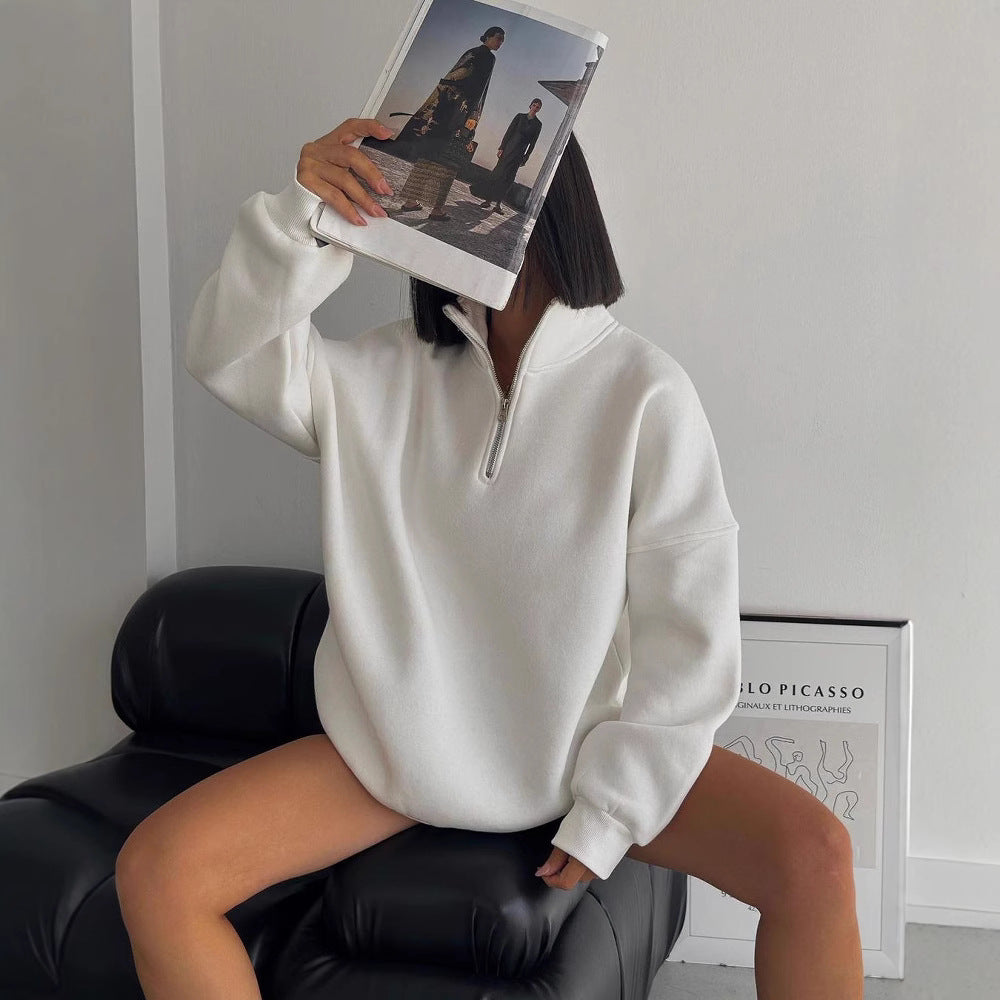 Women's sweatshirt with high collar and zipper Lune London