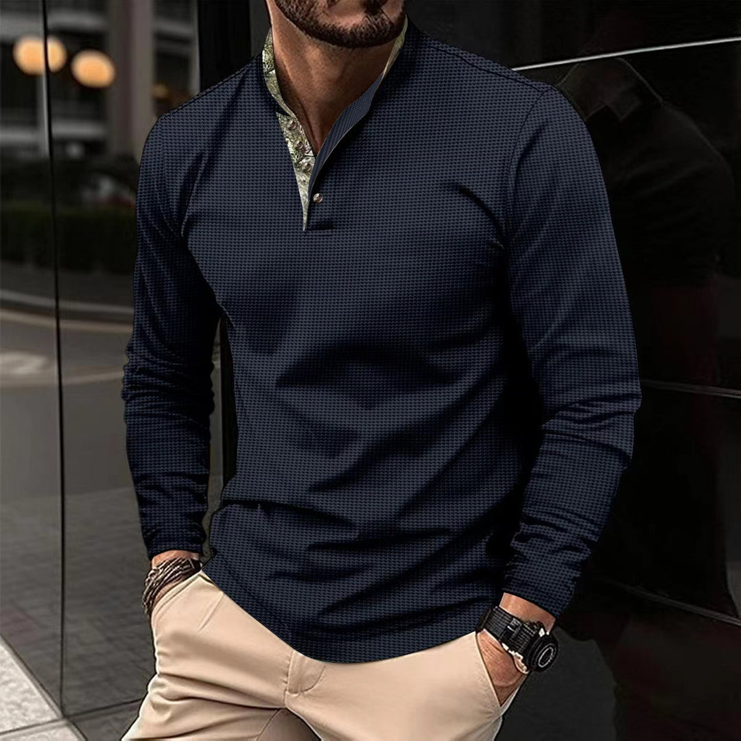 Men's long sleeve shirt with modern stand collar and elegant design Lune London