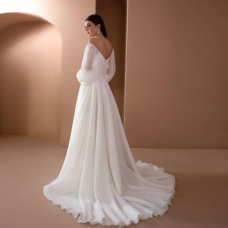 Lune London | Off Shoulder Long Sleeve White Wedding Dress
