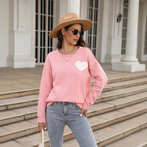 Pull doux pour femmes avec application en forme de cœur Chic & Stil