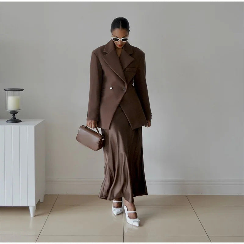 Blazer surdimensionné tendance pour femme avec fermeture à double bouton Chic & Stil