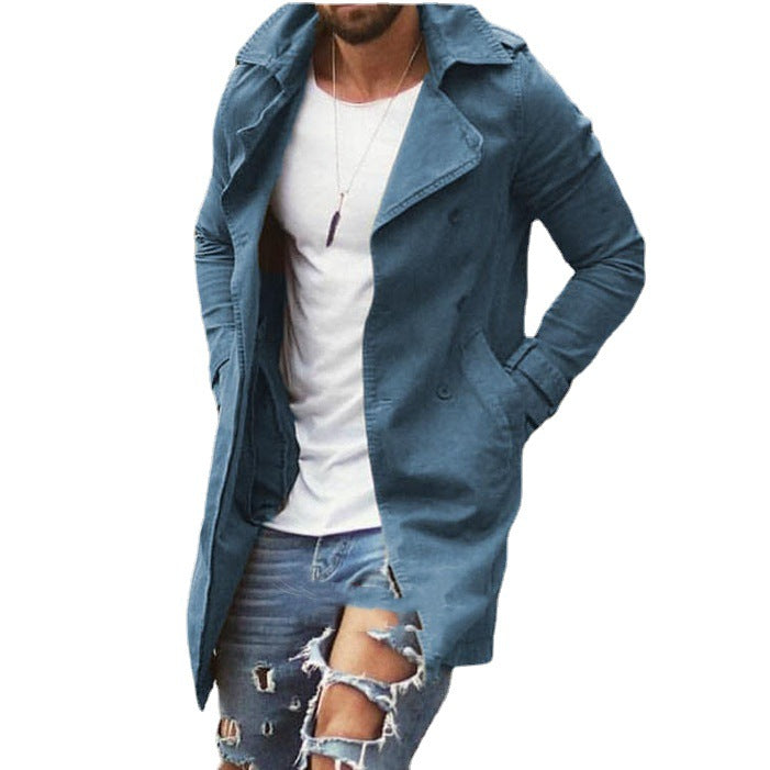 Casual trench coat for men with double-breasted buttons and elegant flap Amarae