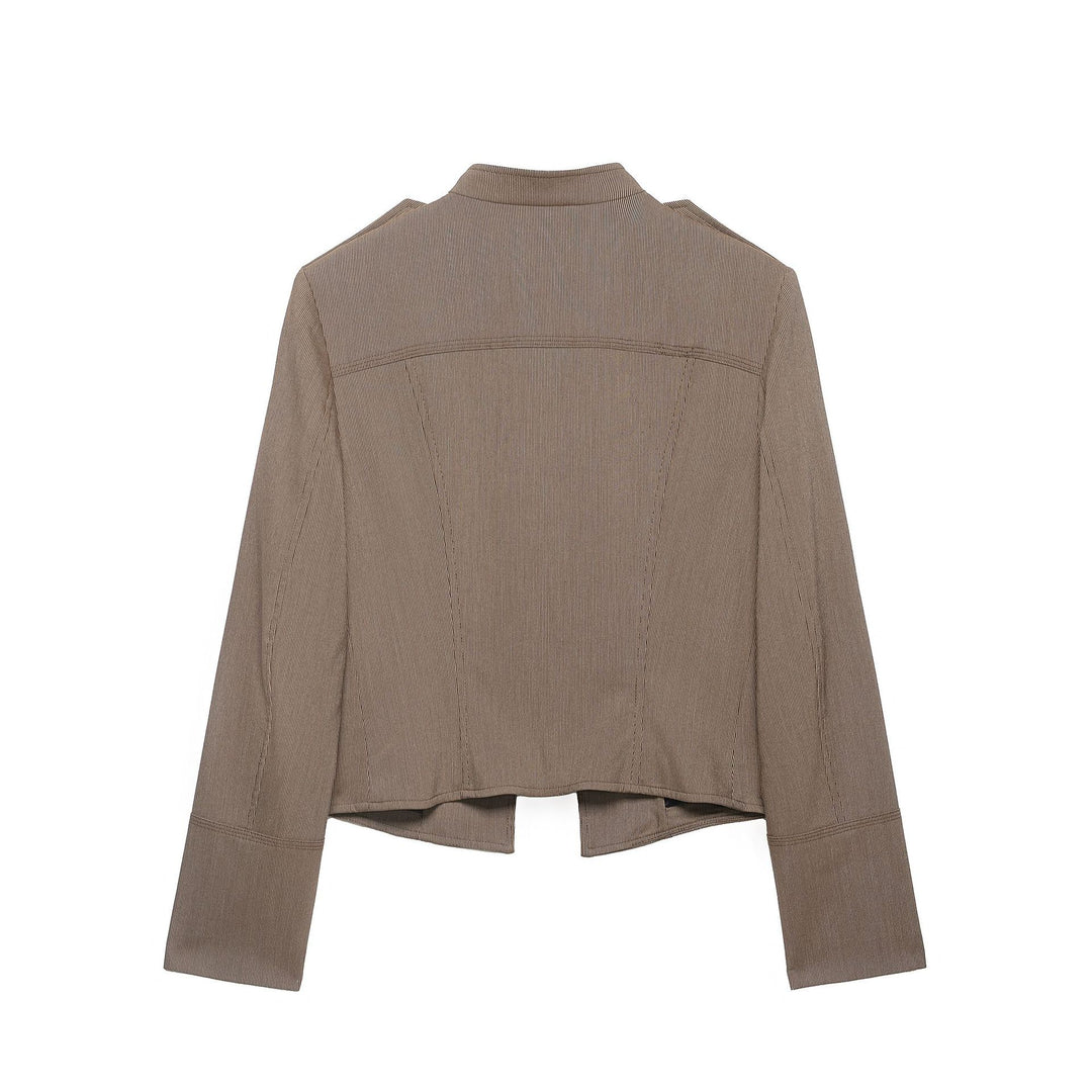 Women short blazer in field jacket style with stand-up collar, decorative button rows and shoulder epaulettes Amarae