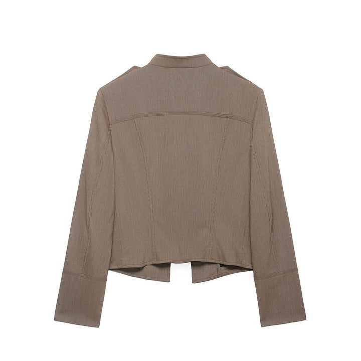 Women short blazer in field jacket style with stand-up collar, decorative button rows and shoulder epaulettes Amarae