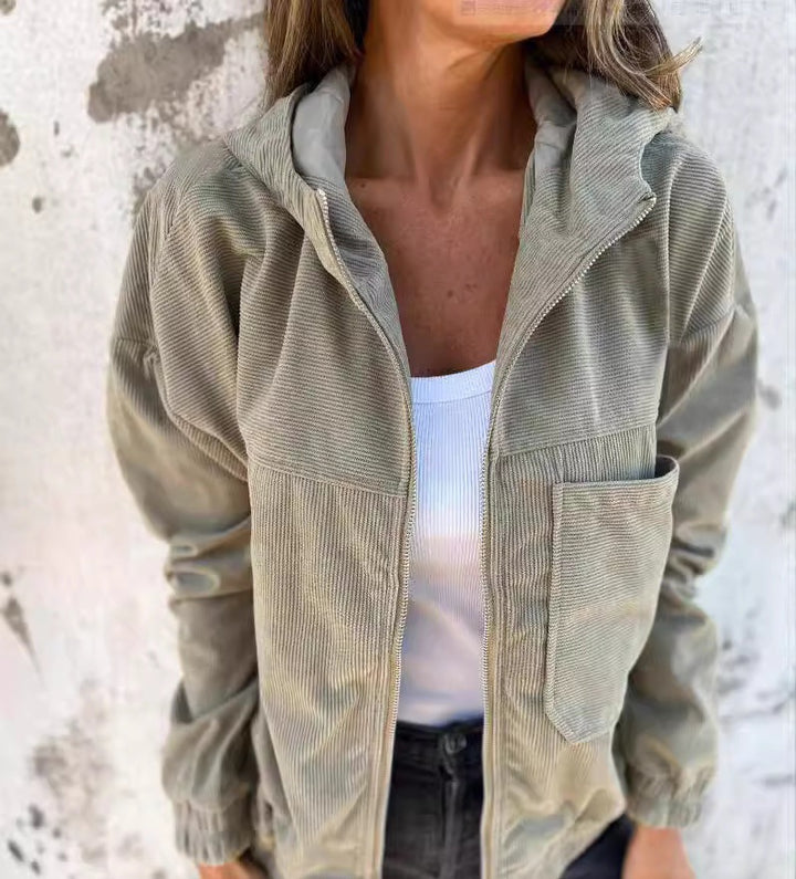 Light cord jacket for women with practical pockets Lune London