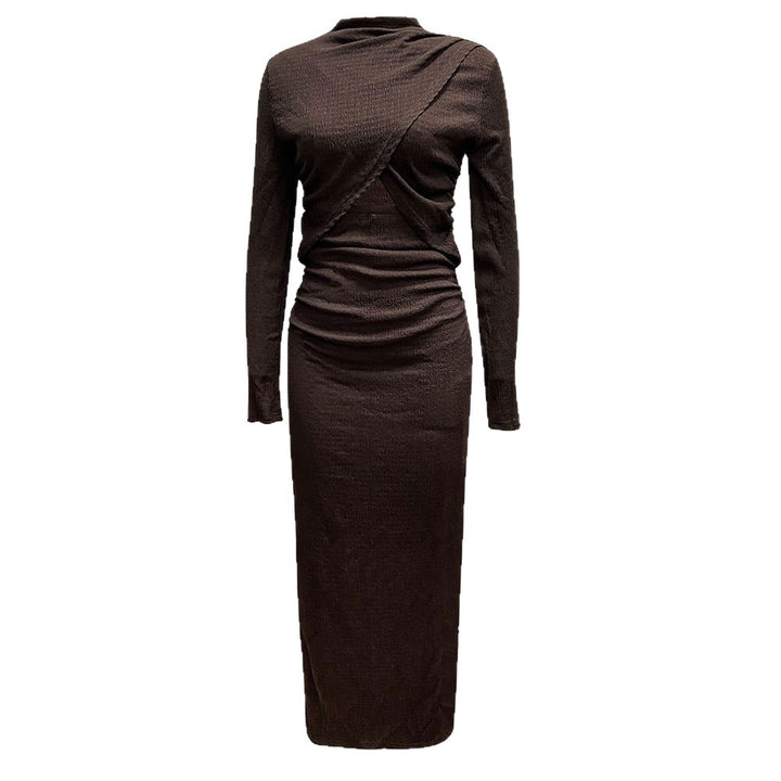 Robe portefeuille pour femmes avec une fente sophistiquée et de longues manches élégantes Chic & Stil