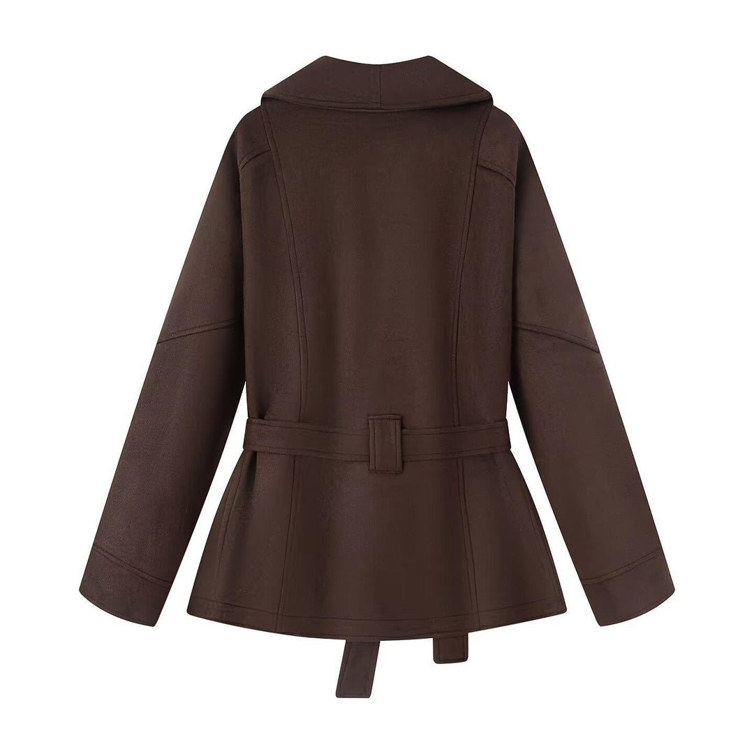 Elegant jacket for women with a belt at the waist and modern collar Lune London