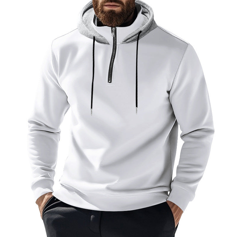 Men's sporty hoodie with half-zip and modern hood construction Lune London