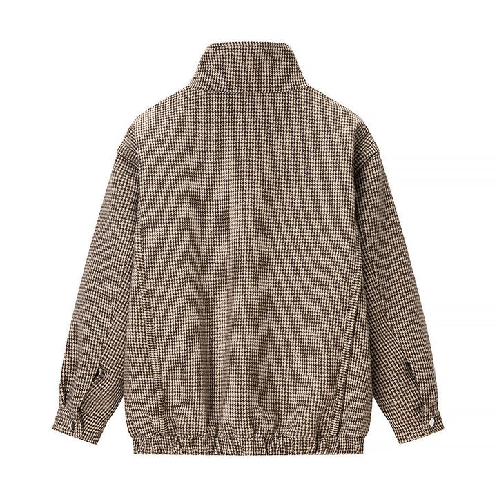 Veste de transition pour femmes en tartan classique avec col montant haut Chic & Stil
