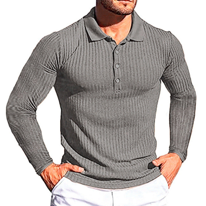 Amarae textured long-sleeve polo shirt for men