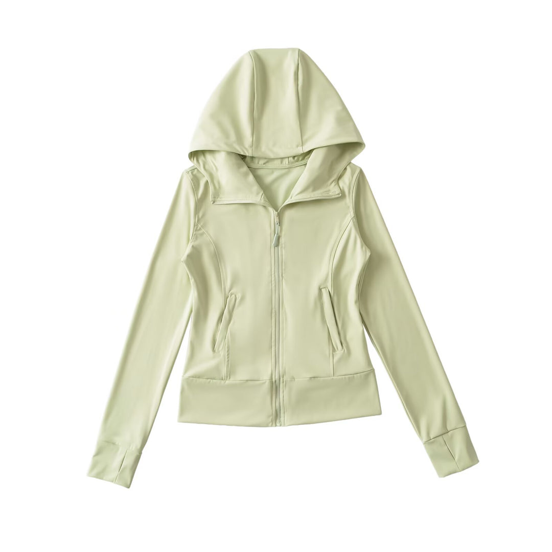 Women's Hooded Sports Jacket with Full Zip, Tailored Fit, and Integrated Zipper Pockets Amarae