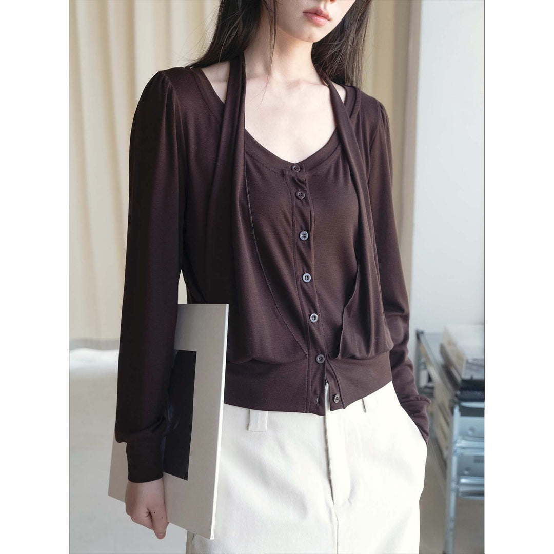 Women's Casual Viscose-Mix Button Jacket with Drawstring and Side Pockets Amarae