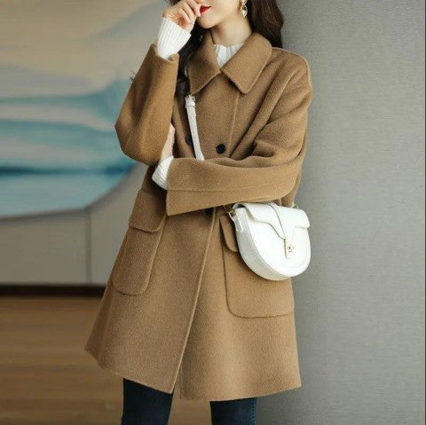 Women's Double-Breasted Wool Coat Chic Und Stil