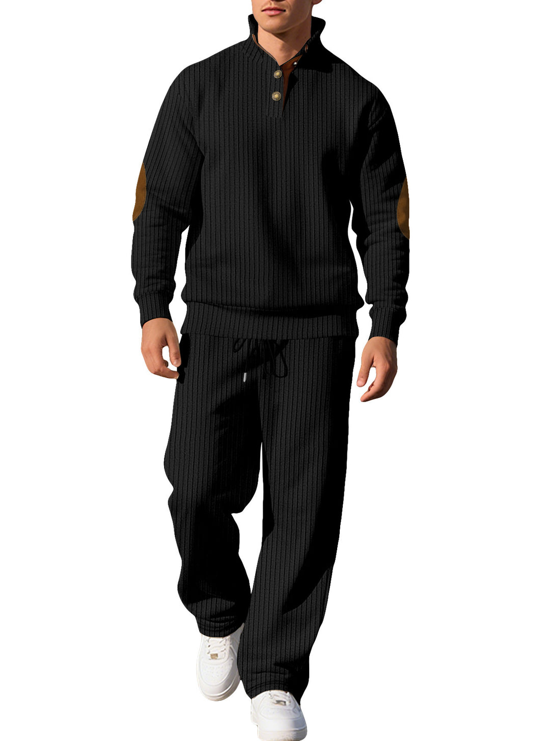 Men's sporty sweatshirt with an innovative button placket design and chic and stylish accents