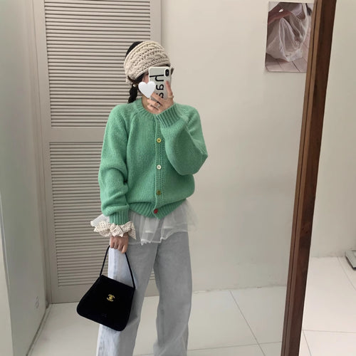 Ladies Comfortable Knit Pullover with Colorful Buttons and a Casual Fit Amarae
