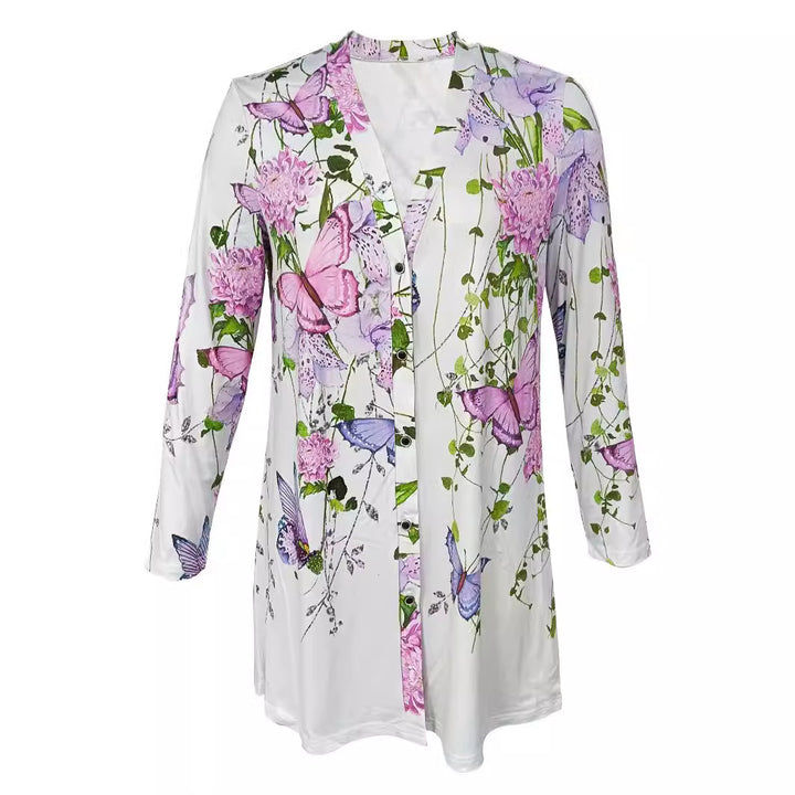 Lune London long blouse jacket for ladies with floral pattern