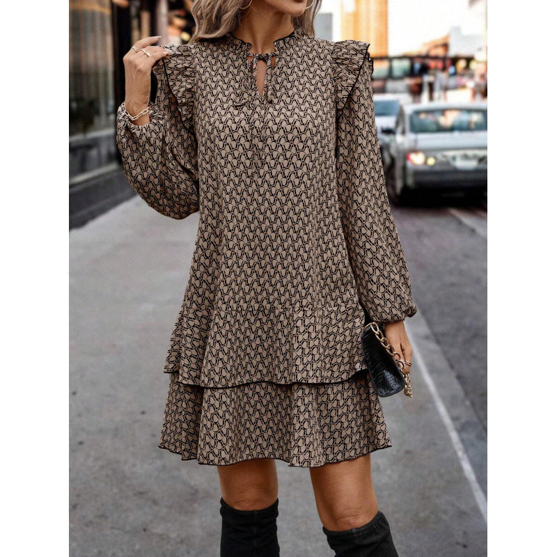 Leisure dress for women with a romantic ruffle design and a keyhole neckline Lune London